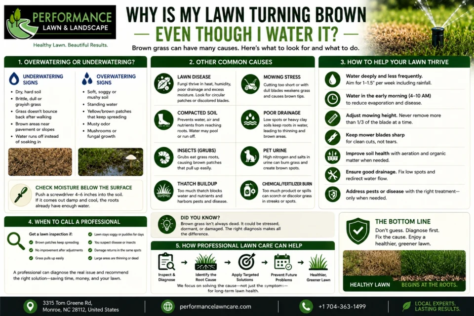 Why is my lawn turning brown even though i water it